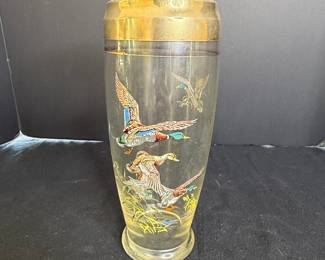 Mid-Century Pheasant and Mallard Duck Cocktail Shaker