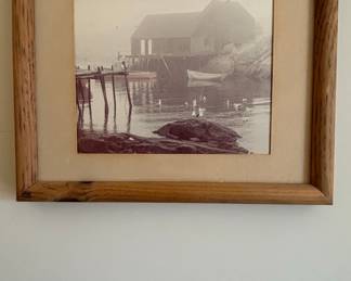 Misty Harbor Scene Framed Print by David Knowlton