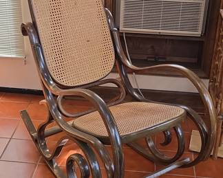 Thonet Style Bentwood Rocking Chair with Cane Seat and Back