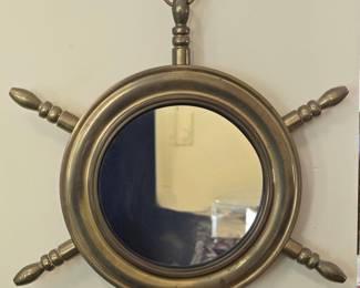 Brass Ship's Wheel Mirror