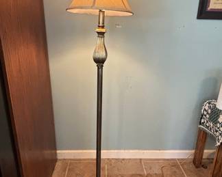 Traditional Floor Lamp with Distressed Finish and Bell Shade