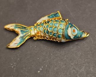 Vintage Chinese Export Articulated Cloisonné Fish Pendant