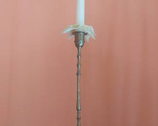 Vintage Etched Brass Candlestick - Made in India