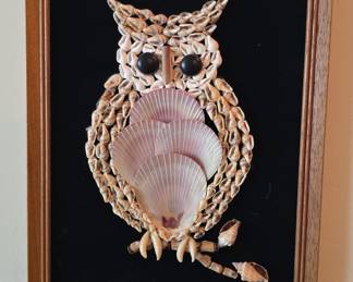 Vintage Seashell Owl Wall Art