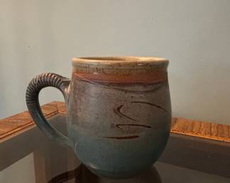 Studio Pottery Stoneware Mug with Ribbed Handle