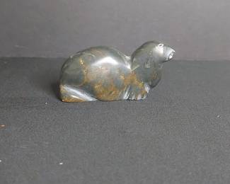 Inuit Soapstone Seal Sculpture Signed 'AF 72 #558600'