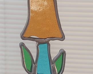 Stained Glass Mushroom Plant Stake Suncatcher