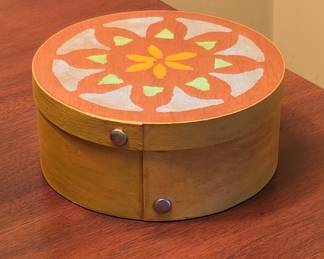Hand-Painted Round Bentwood Shaker Box