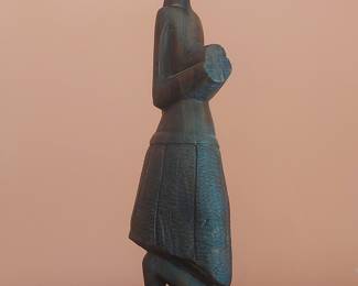 Vintage Hand-Carved African Ebony Wood Woman Figurine, Likely East African Export
