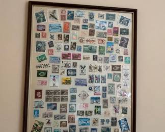 Framed Collection of Mixed Worldwide Postage Stamps