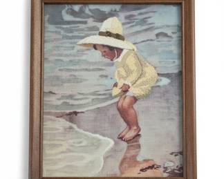 Vintage Child at the Beach Cross Stitch