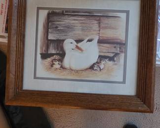 Framed Kathleen Casey Duck and Ducklings Print (1984)