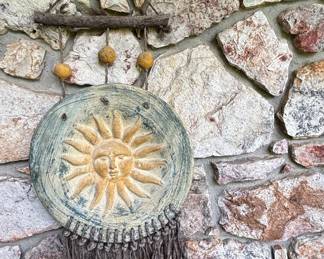 Vintage Sun Face Plaque with Macrame Fringe