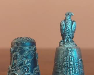 Vintage Bryce Canyon Eagle Thimble and Ornate Floral Thimble