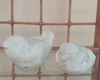 Vintage Cast Stone Garden Bird Figurines (Pair)
