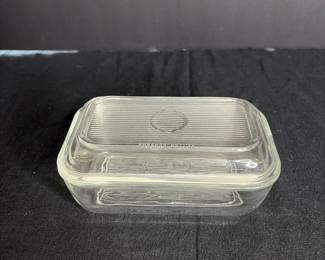 Arcoroc France Glass Butter Dish with Cow Motif Lid