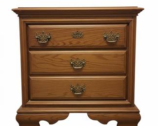 Traditional Oak Three-Drawer Nightstand by Bassett Furniture