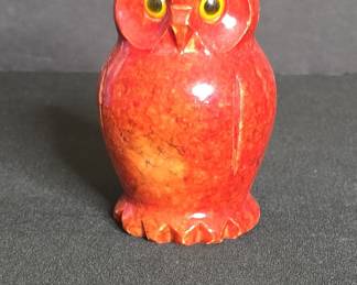 Carved Red Jasper Owl Figurine