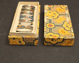 Vintage Cloisonné Enamel Napkin Ring Set