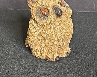 Vintage Resin Owl Figurine - Stone Critters