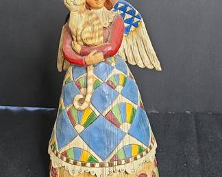 Jim Shore Heartwood Creek Angel Holding Cat Figurine #105170