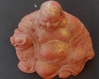 Red Goldstone Laughing Buddha Figurine