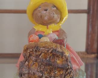 Vintage Easter Bunny Figurine with Basket - Lucy & Me Collection