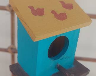 Handmade Decorative Miniature Birdhouse on Stand