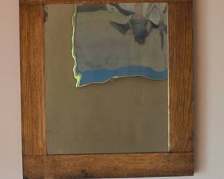 Mission Style Oak Wall Mirror with Desilvering