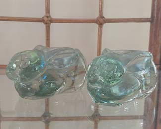 Vintage Indiana Glass Bunny Rabbit Votive Candle Holders