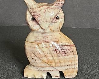 Hand-Carved Banded Onyx Owl Figurine from Mexico
