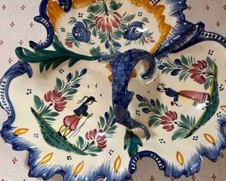 LARGE QUIMPER DIVIDED BOWL