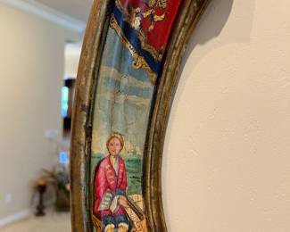 CLOSE UP OF HAND PAINTED WALL MIRROR