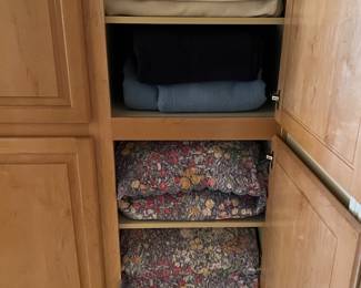 BLANKETS AND THROWS, CUSTOM KING COVERLET, KING PILLOWS W/SHAMS AND MATCHING DUST RUFFLE