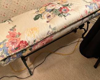 1 OF 2 BED BENCHES - METAL BASE PADDED SEAT