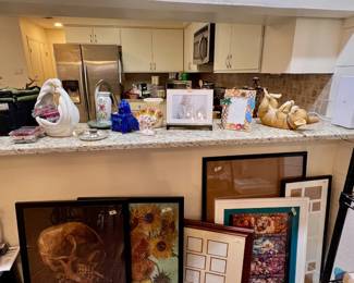 Spanish and Portugal ceramics, frames, chihuahua wine holder, wax melts, Vincent van Gogh framed puzzles