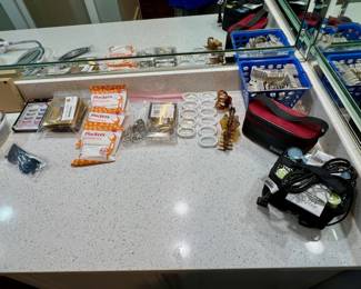 travel hot curlers, clips, flossers, shower hooks