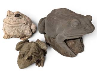 Three Gray Frog Decorations