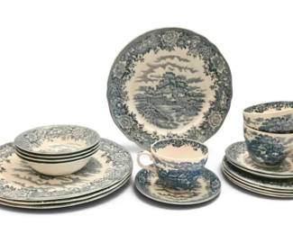 Salem China Co. English Cottage Blue White 18Piece Dish Set