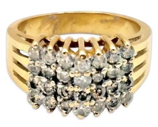 14k Gold Diamond Cluster Cocktail Ring Size 6 6.37g
