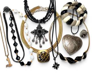 Bold Black, Gold, SilverToned Costume Jewelry