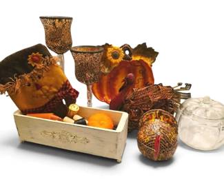 Autumn Decor Pumpkin Candy Dish, Metal Turkey, Candles, More