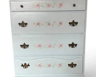 Light Blue Floral Wooden Dresser