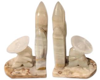Carved Onyx Mexican Siesta Bookends