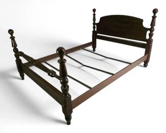 Vintage Dark Wooden QueenSized Poster Bed Frame