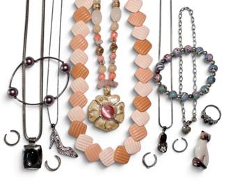 Pink, Peach, SilverToned Costume Jewelry