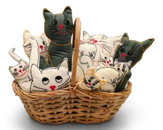 Basket of HandSewn Cats Kittens