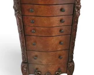 Carved Wooden Floral Jewelry Armoire