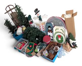 Christmas Lights, Tree, Sled, Ornaments, Pinecones, More
