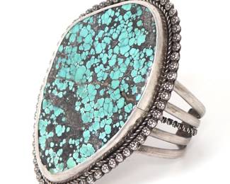 Lot 24 Rare Bisbee Turquoise Cuff Bracelet, Signed